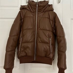 ALO Faux Leather Cinnamon Brown “Boss” Puffer Jacket XS